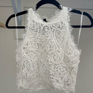 Elegant White Textured Women's Top